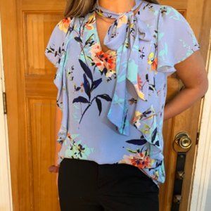 Worthington Floral Neck Tie Sleeveless Blouse